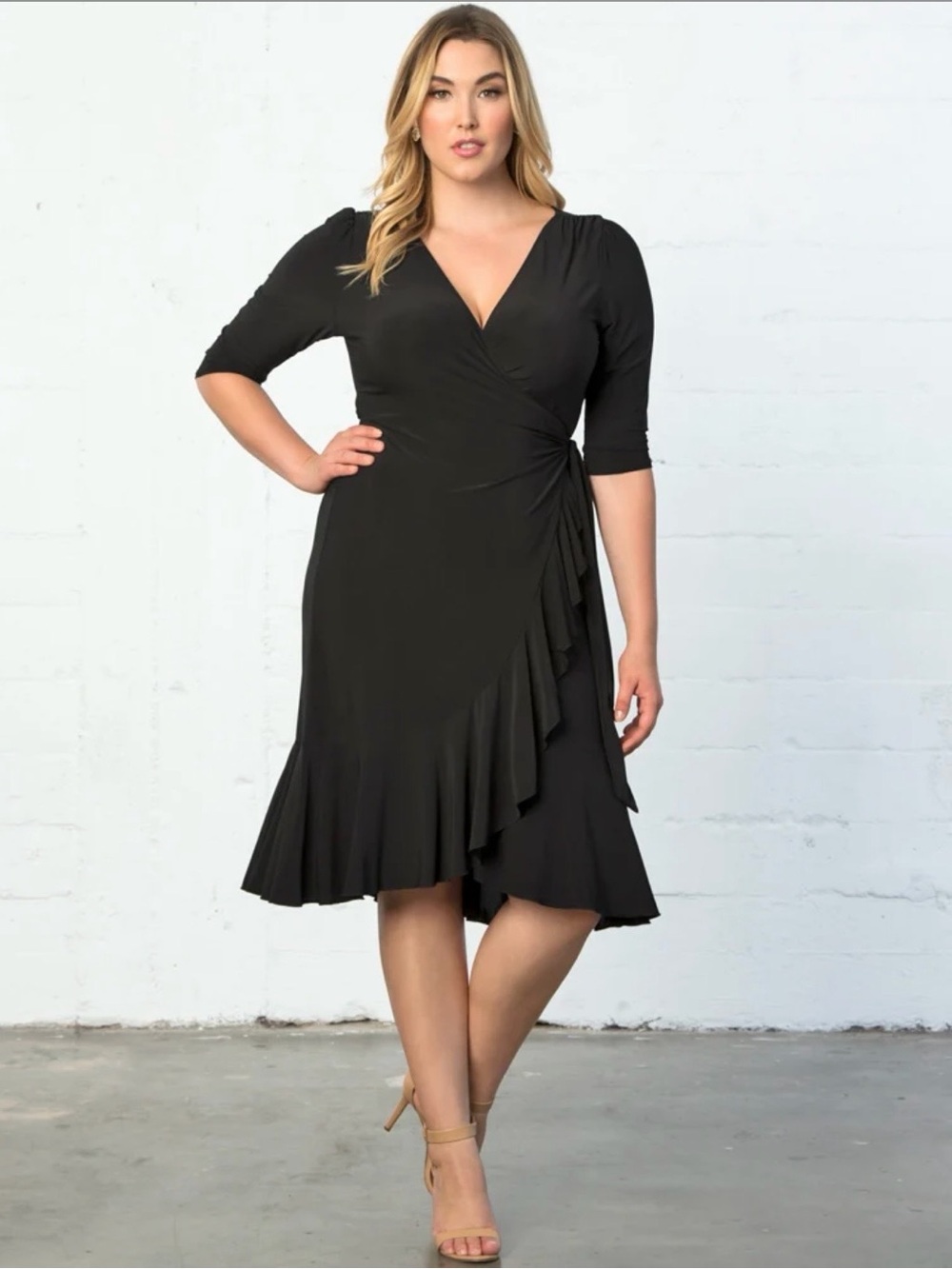 Kiyonna Black Whimsy Wrap Dress Woman’s Plus Size 3X (22-24)